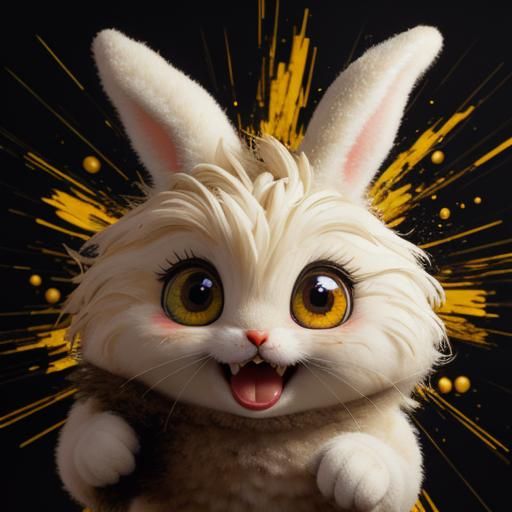 Whimsical Bunny Impasto Painting with Soft Background