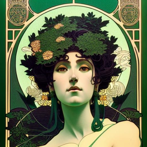 Antheia, Goddess of Gardens, in Ukiyo-e Style