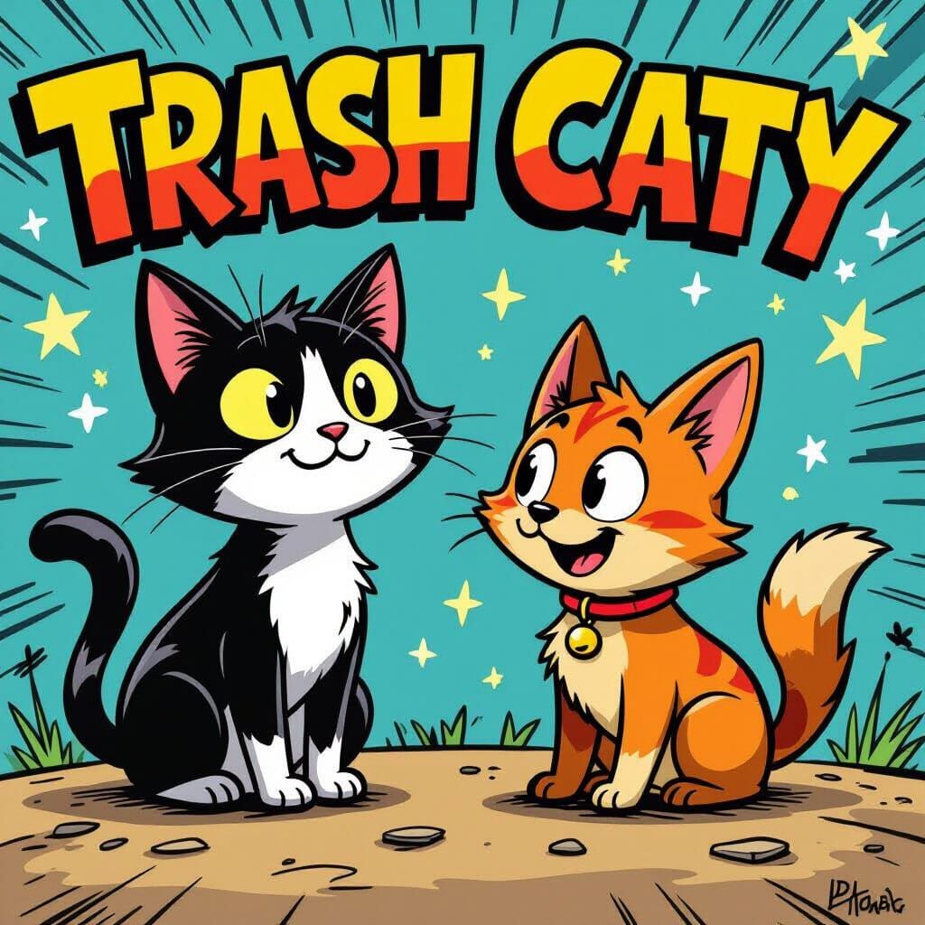Trash Cat and Sparky Comic Strip Scene