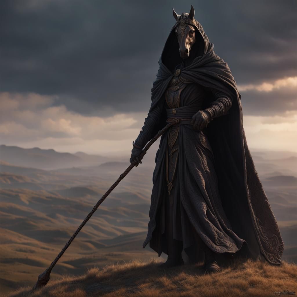 Horse-Headed Humanoid in Dark Fantasy Style