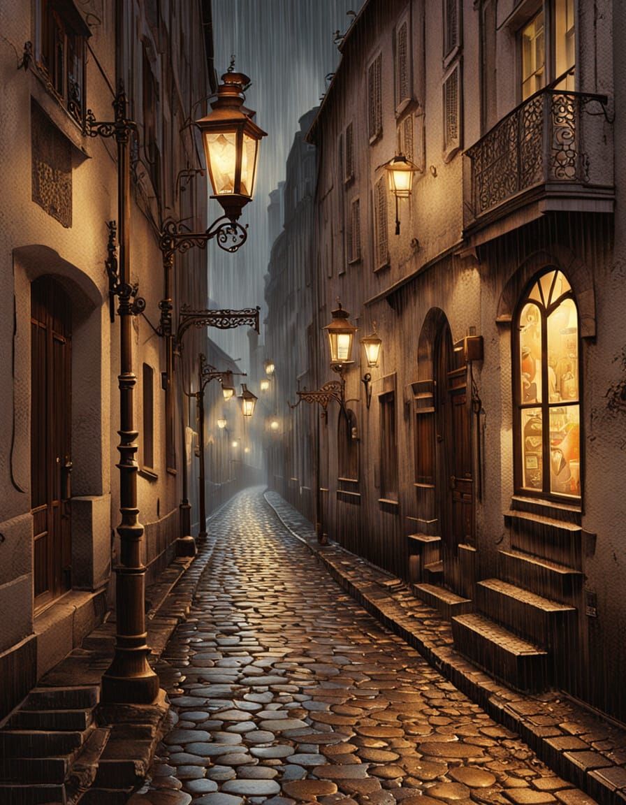 Romantic European Alley with Baroque Lace Border