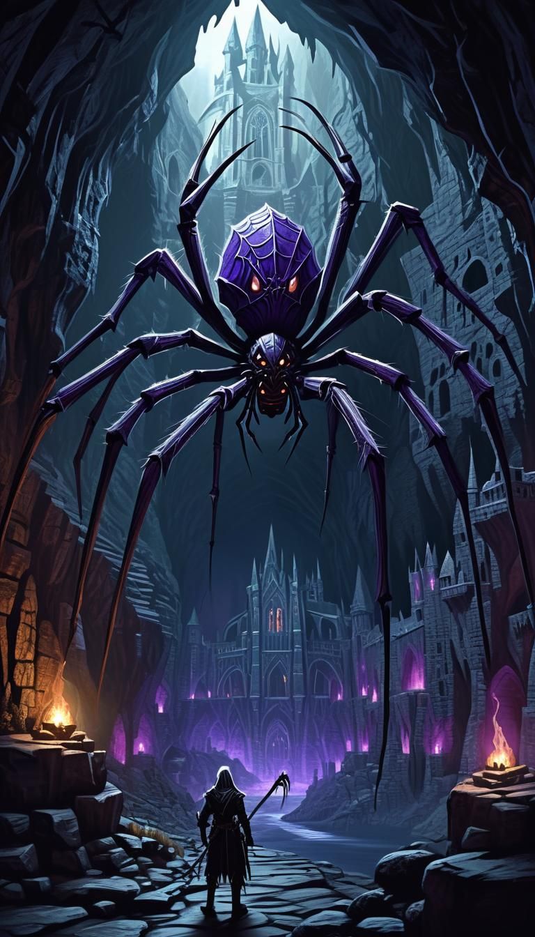 Underground Dark Elf City with Demon Spider