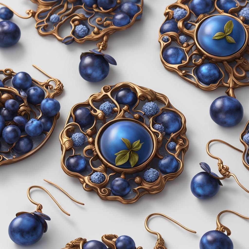 Wild Blueberry Jewelry: Detailed Matte Painting