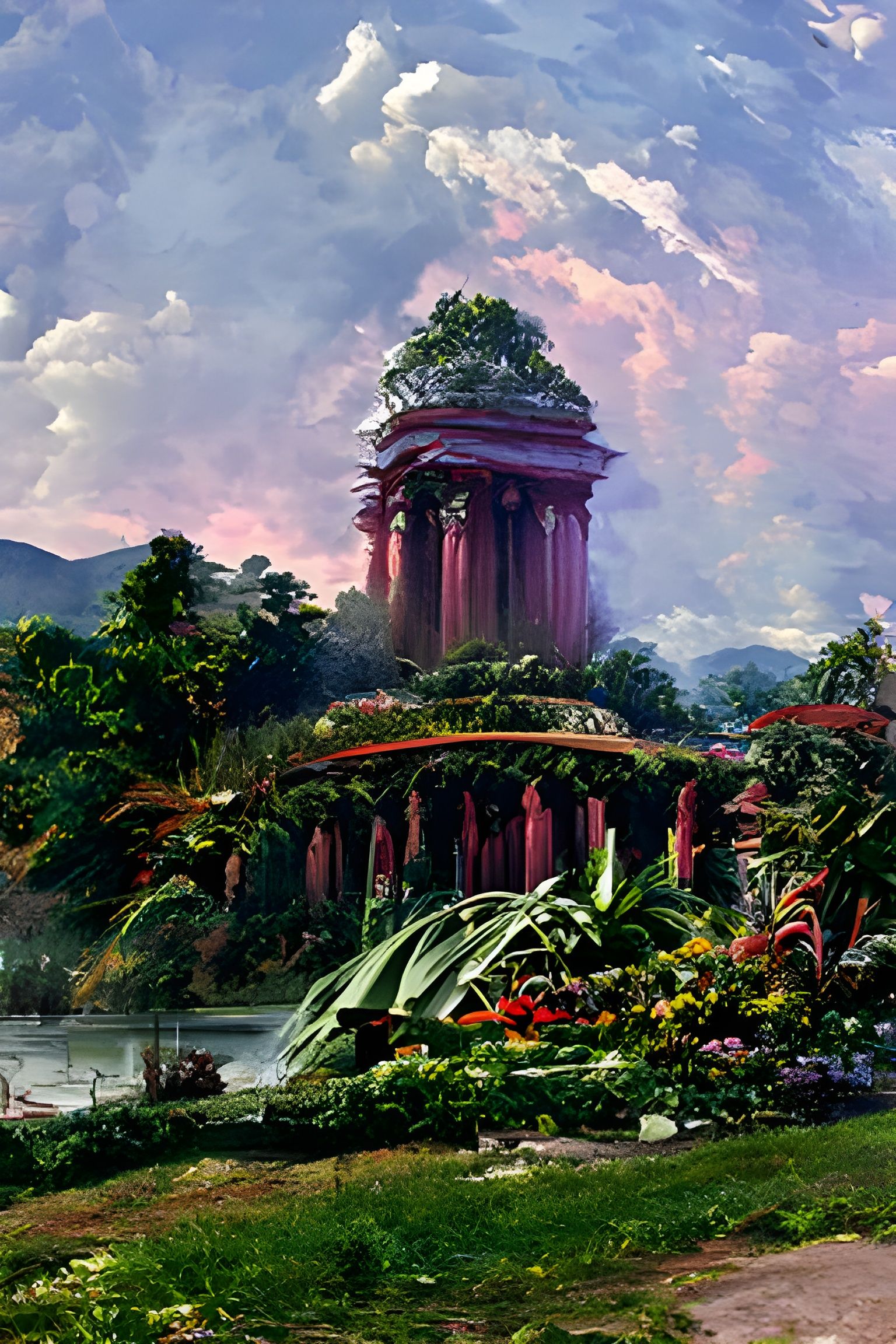 Ancient Botanical Garden Painting