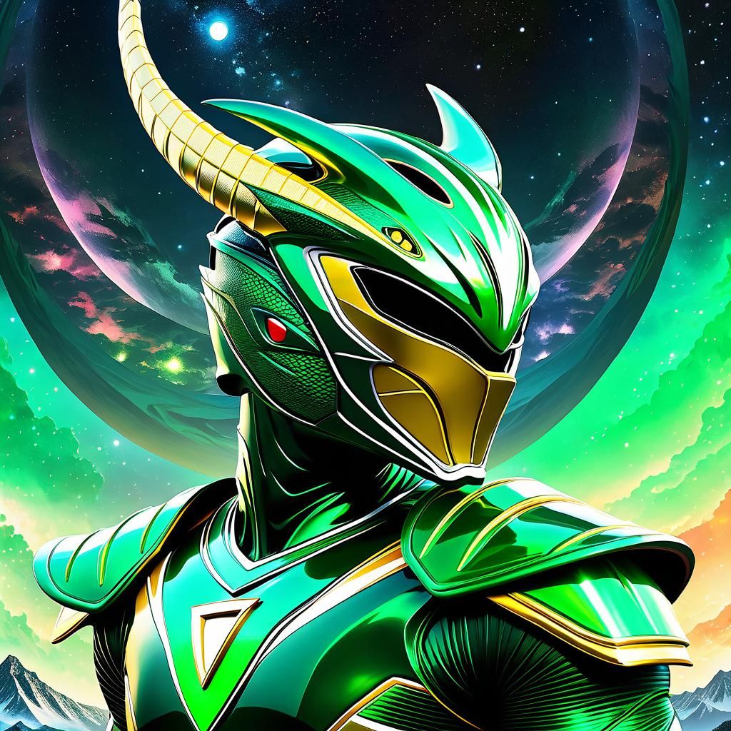 Green power Ranger in the form of a Dragon