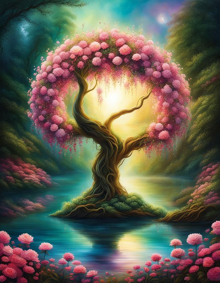 Enchanted Forest Portal with Magical Plant Illustration