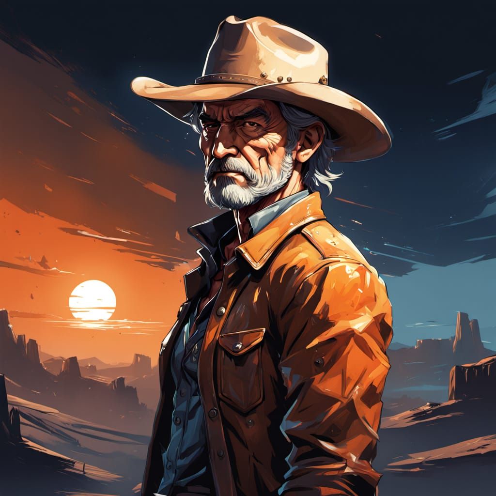 Western Cowboy in Vibrant Watercolor