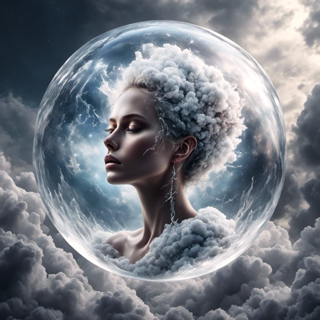 Glass Charlize Theron in Water Bubble in Universe