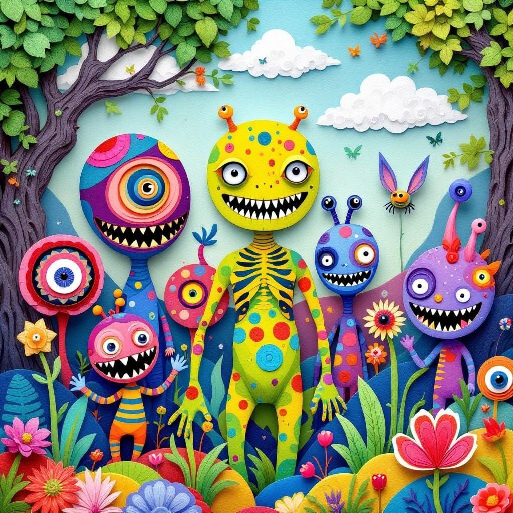 Folk-Art Aliens in Neo-Expressionist Claymation Style