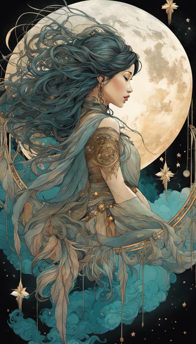 Ethereal Dream Catcher Hanging From The Moon