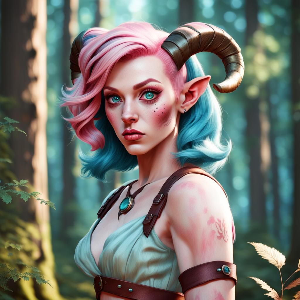 1950s Female Satyr Rogue in Pastel Colors