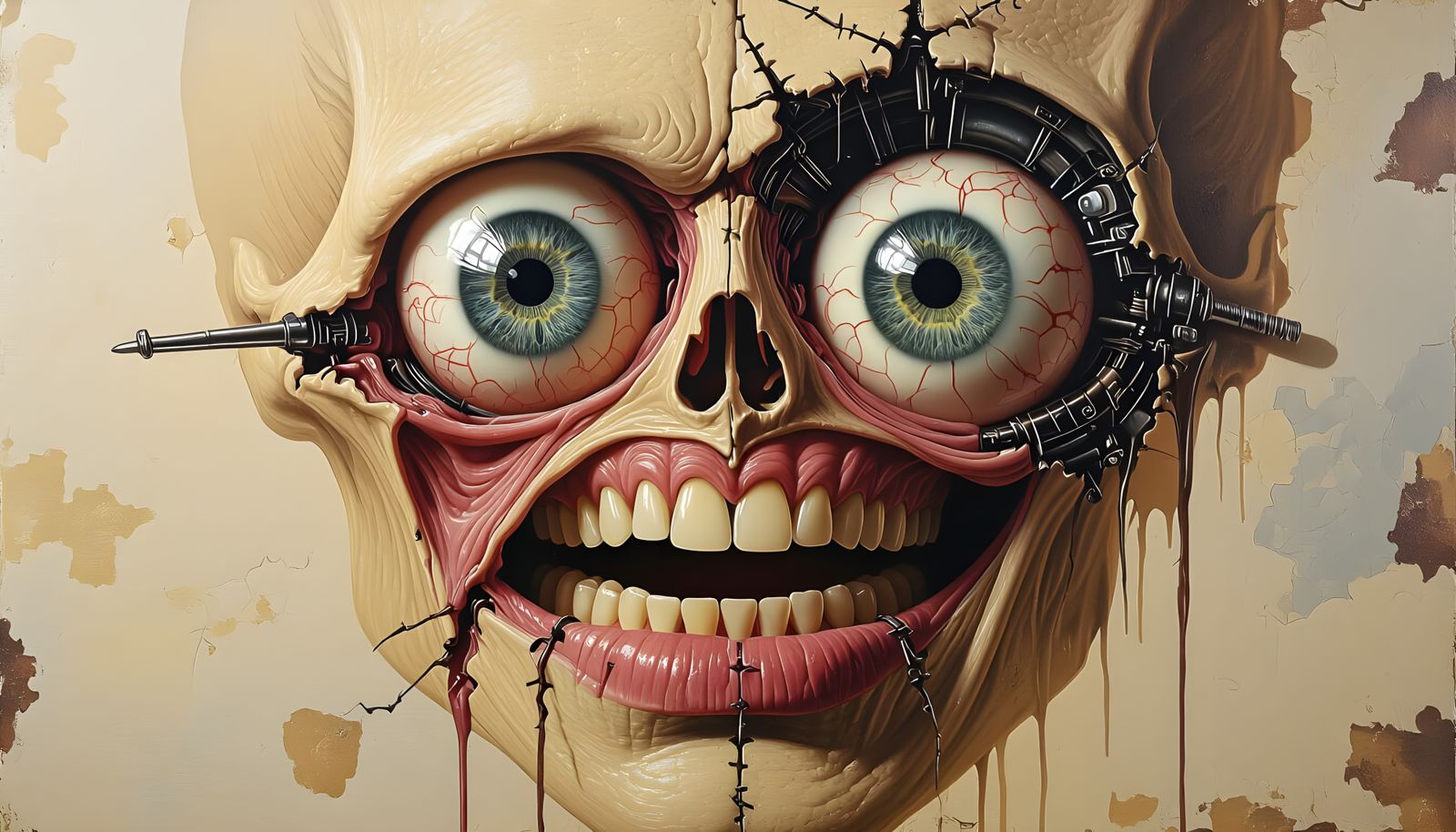 Anatomical Dissection: Sinister Surrealist Technical Drawing