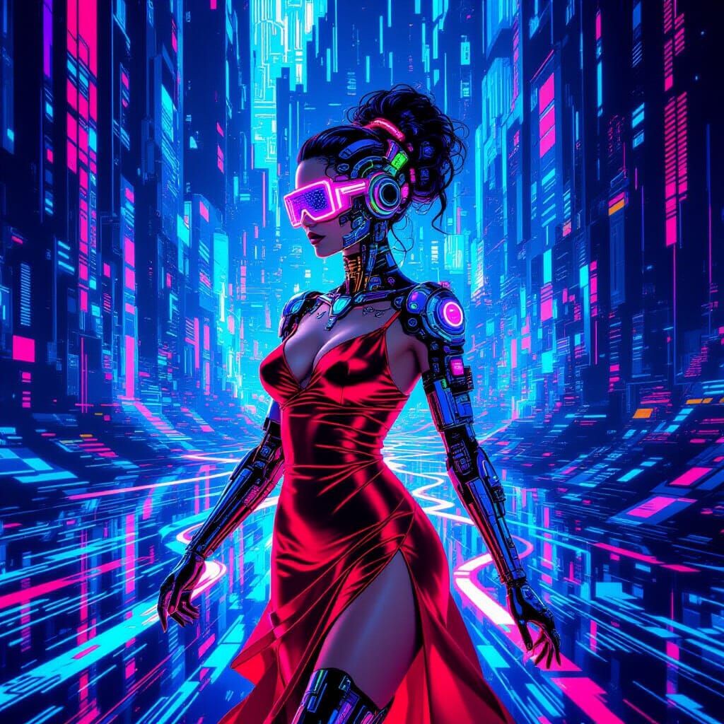 Majestic Hacker in Surreal Digital World