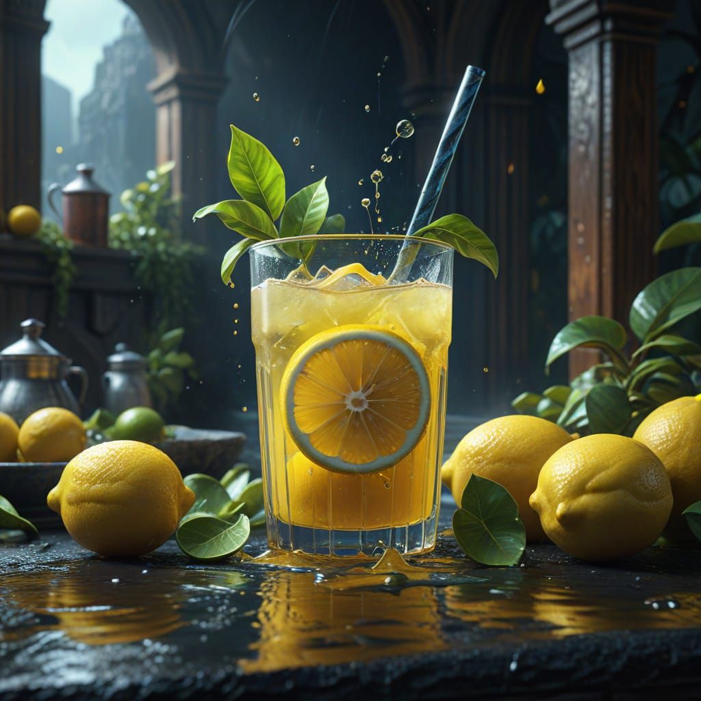 National Lemon Juice Day Art, Detailed Matte Painting