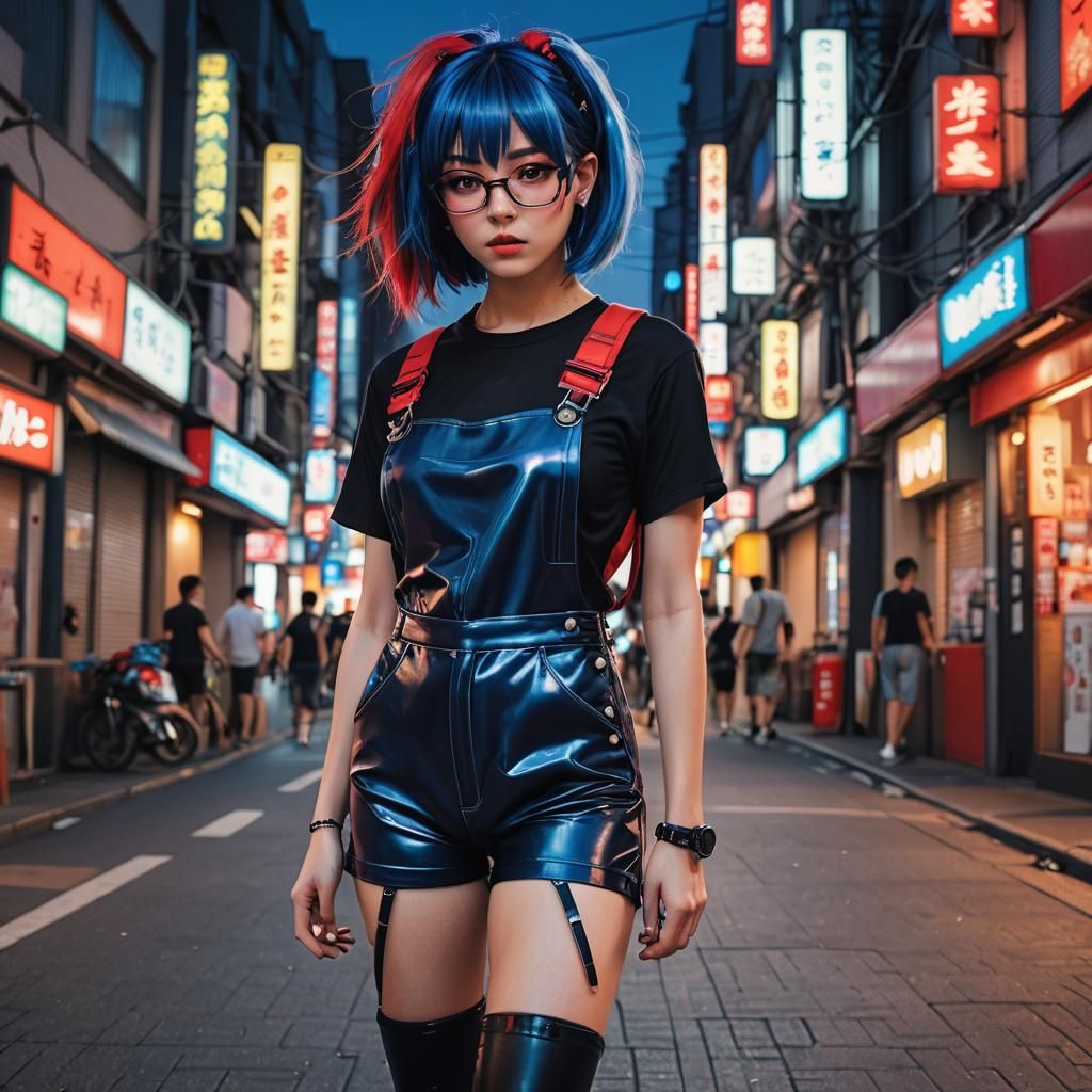 Anime Portrait of a Punk Girl in Cityscape