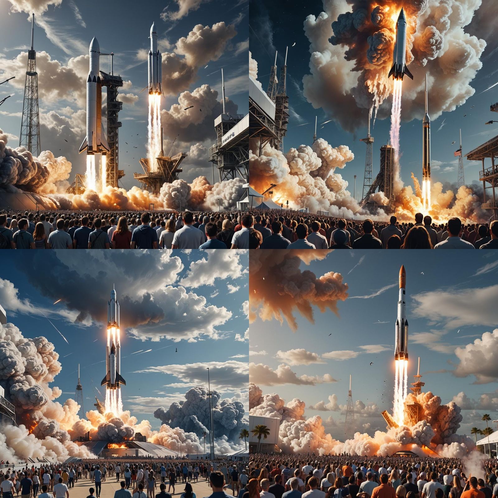 Futuristic SpaceX Rocket Launch to the Moon