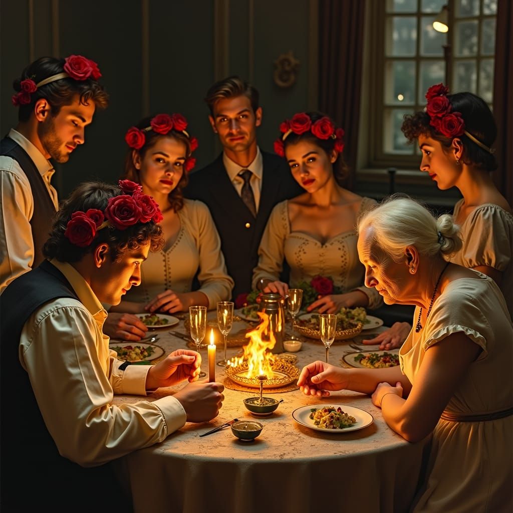 Wealth and Hardship: A 19th-Century Oil Painting