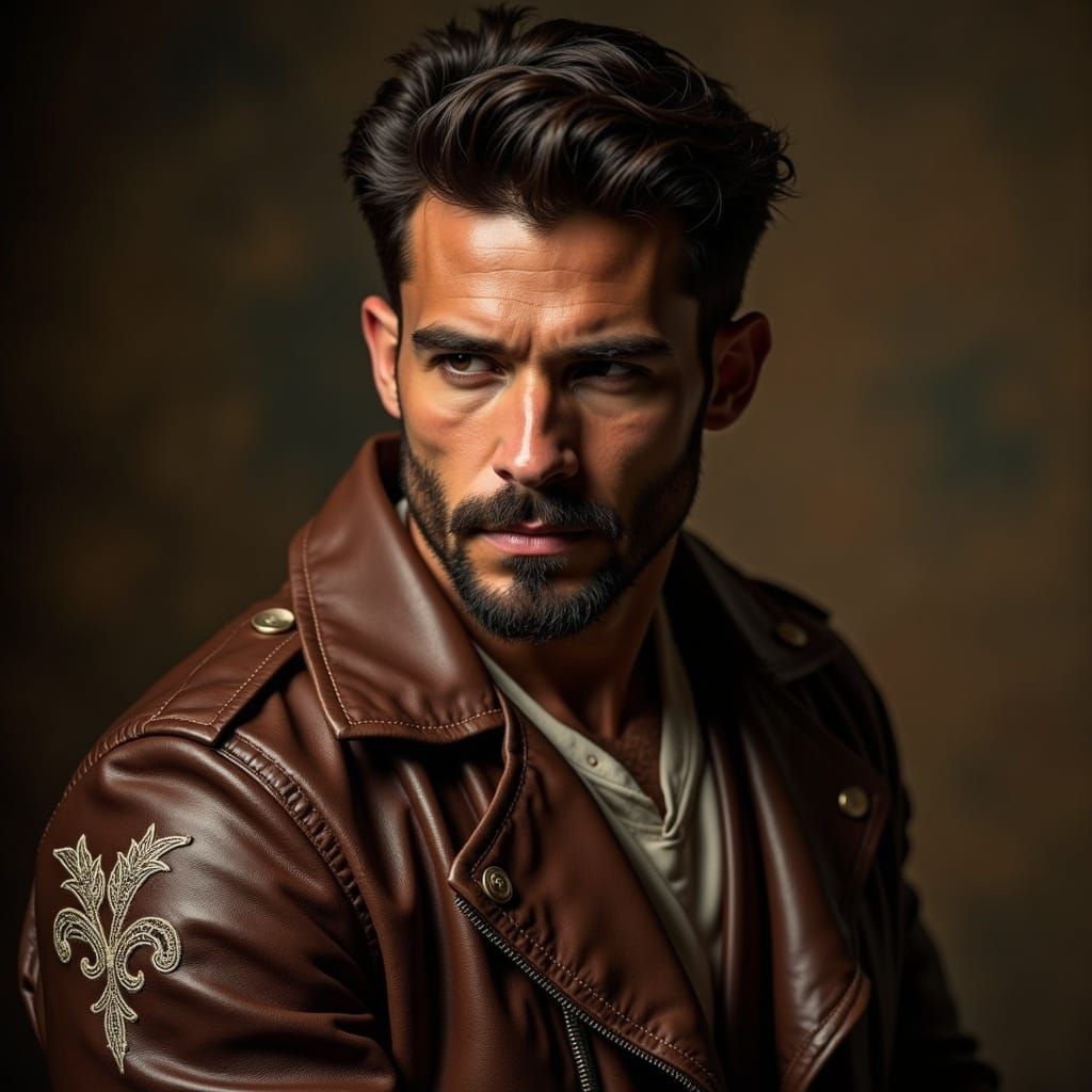 Strong-Jawed Spanish Gentleman in Earthy Elegance