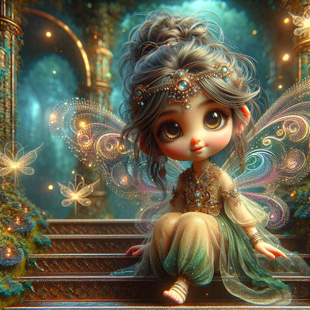 Fractal Fairy Goddess in Mystical Forest, Octane Render