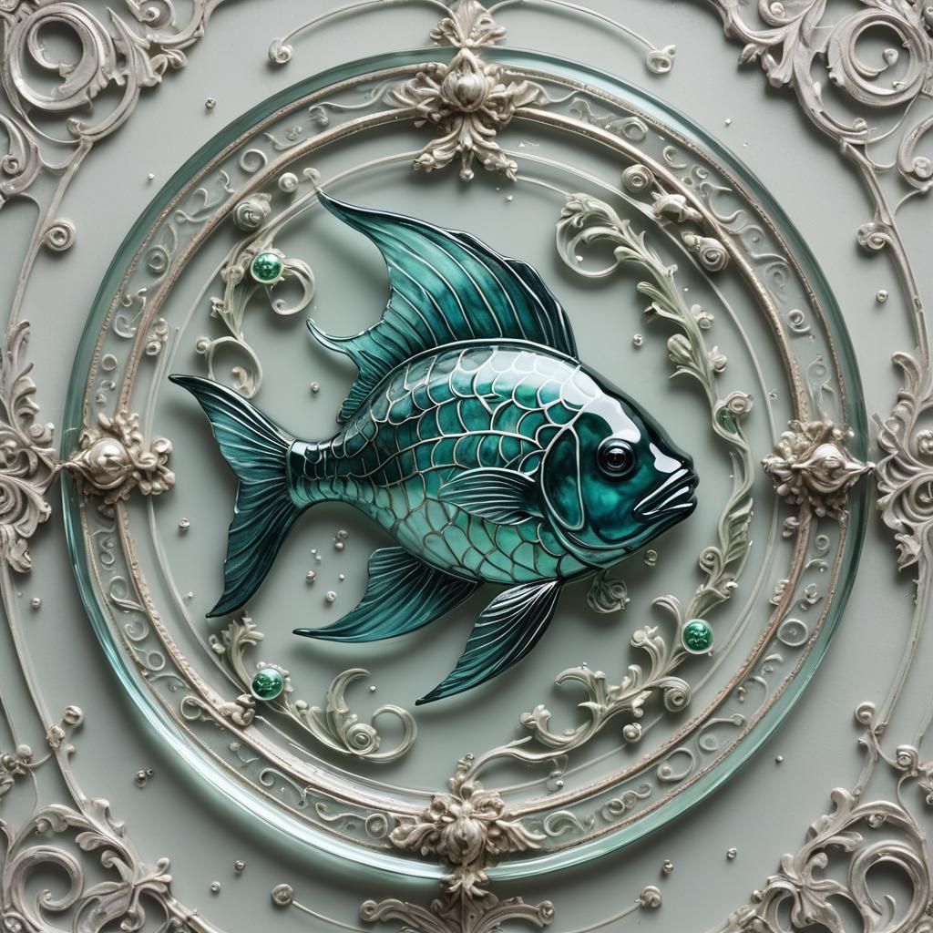 Ornamental Glass Pisces Sculpture