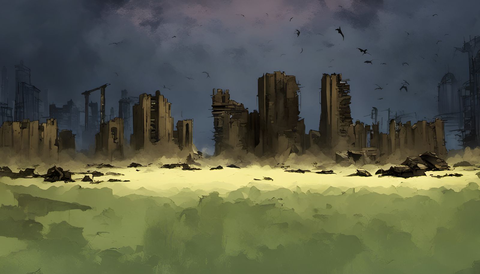 Ruined Cityscape: A Scene of Desolation