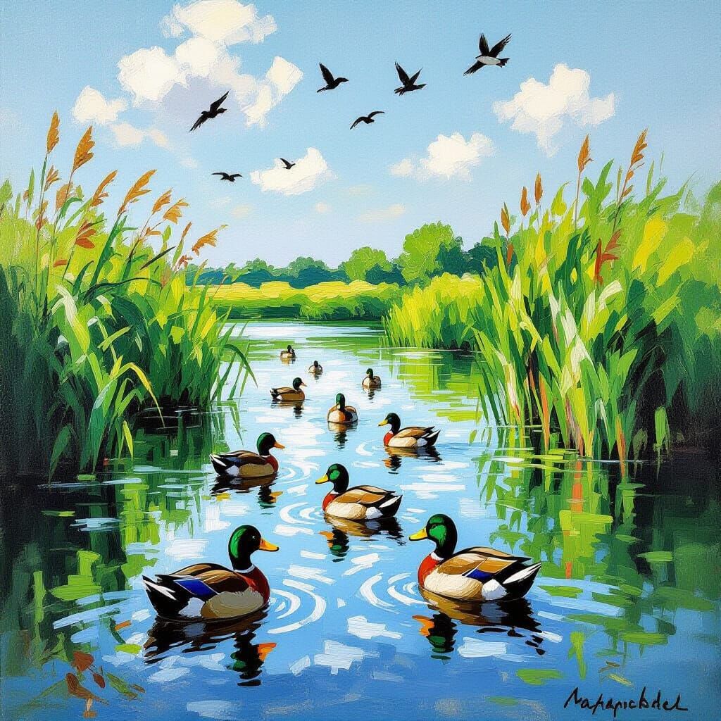 All along the backwater, Through the rushes tall, Ducks are ...