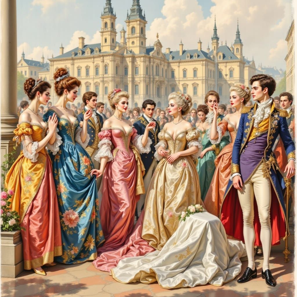 Majestic King in Rococo Watercolor Festival Splendor