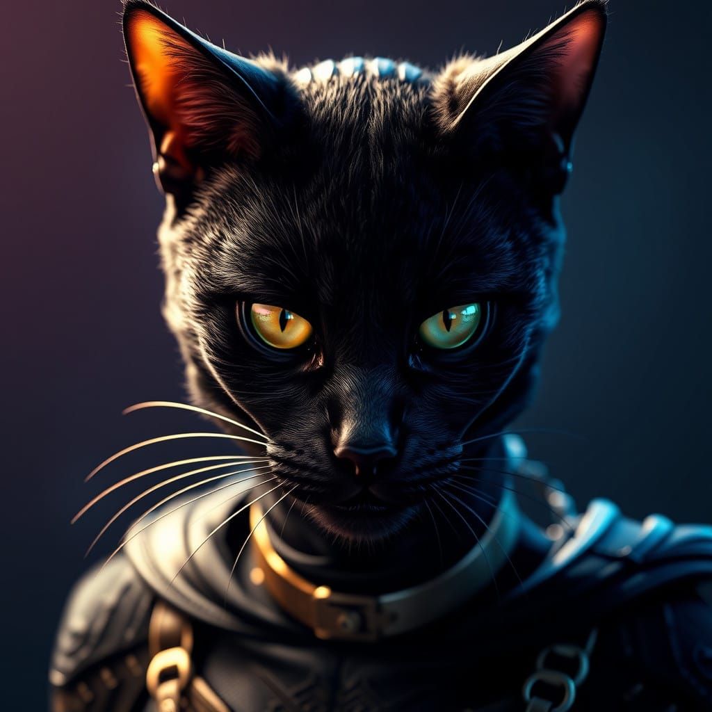 Female black cat disguised as Catwoman. intricate details, HDR, beautifully shot, hyperrealistic, sharp focus, 64 megapi...