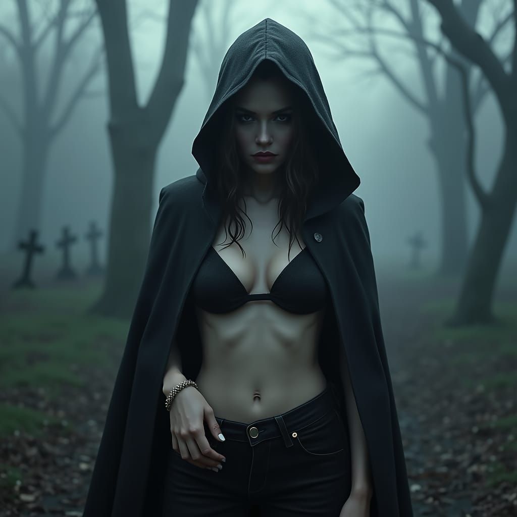 Gothic Grim Reaper in Graveyard, Digital Art