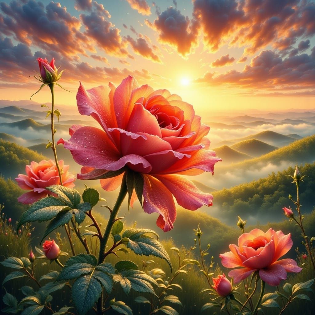 Rose in Golden Light: Watercolor Impression