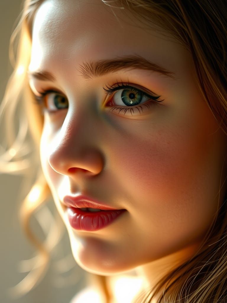 Lifelike Portrait of a Girl in Oil on Canvas