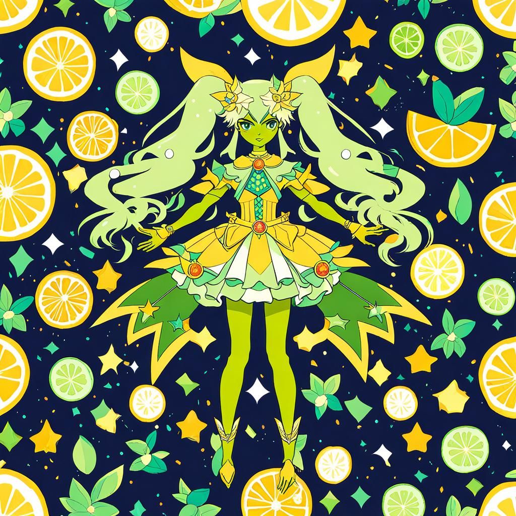 Citrus Themed Magical Girl Full Body Image