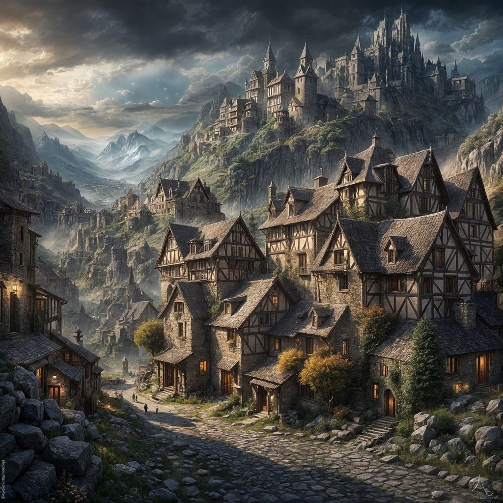 Dark Fantasy Mining Town in Medieval France