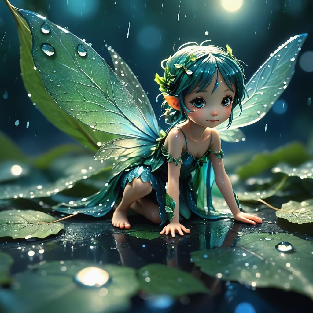 Anime-Inspired Fairy Shimmers in Moonlight