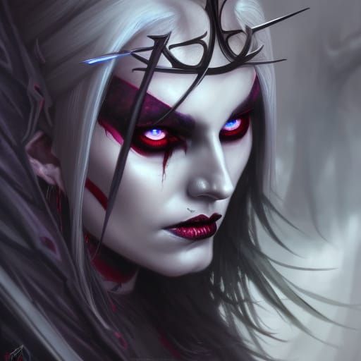 Sinister Drow Matriarch Portrait in Hyperrealism