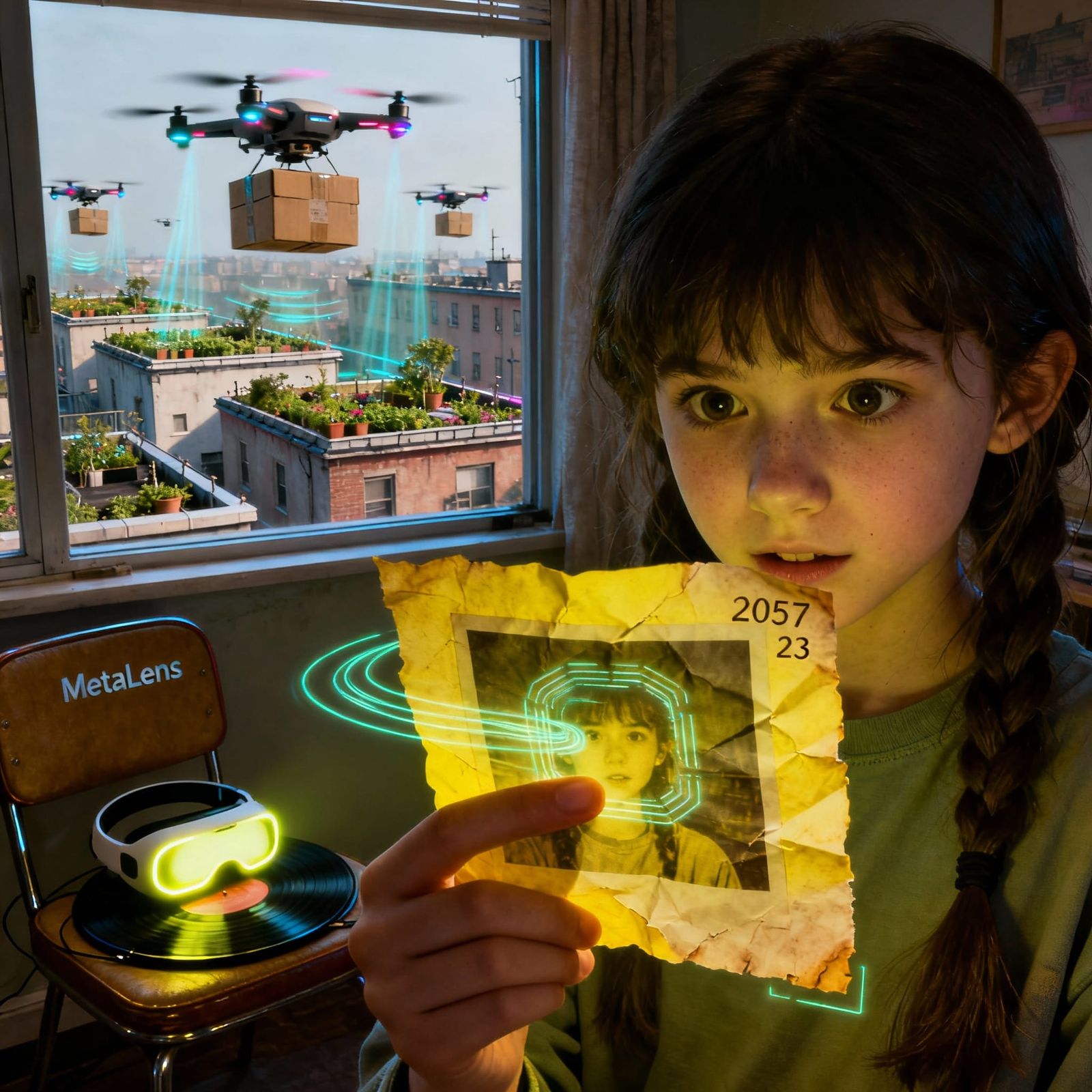 Teenage Girl Connects Past and Future with Photo and Hologra...