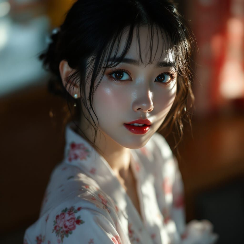 Japanese Nurse Portrait in Richard Avedon Style