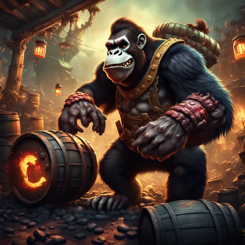 Undead Donkey Kong battles with spectral animals