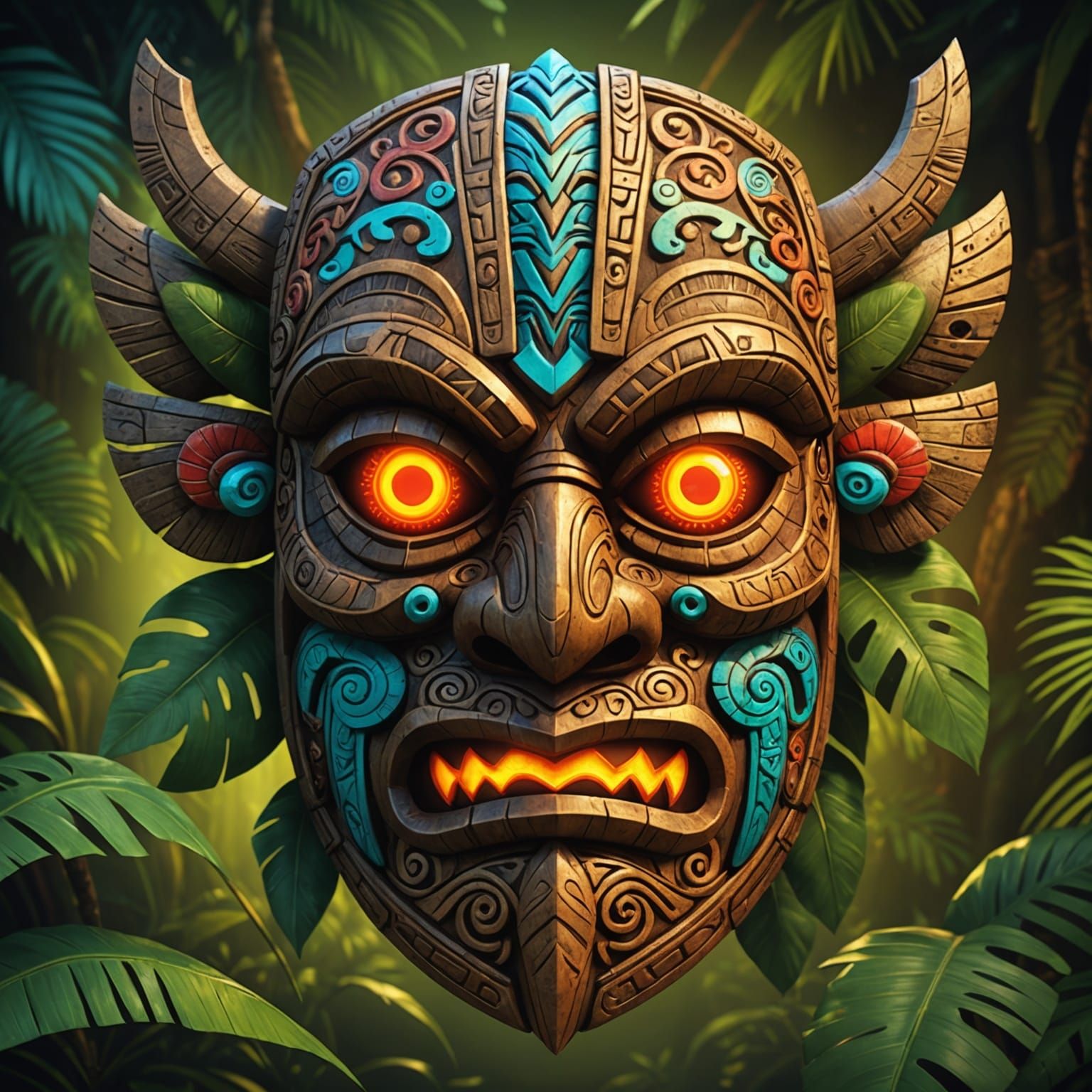 Full Colour Tiki Mask