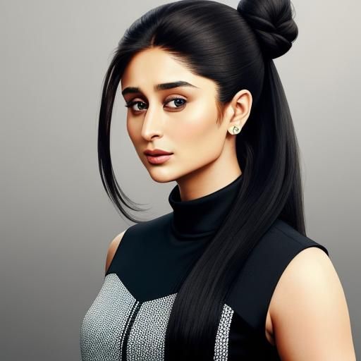 Kareena Kapoor Portrait with Sleek Black Hair Bun