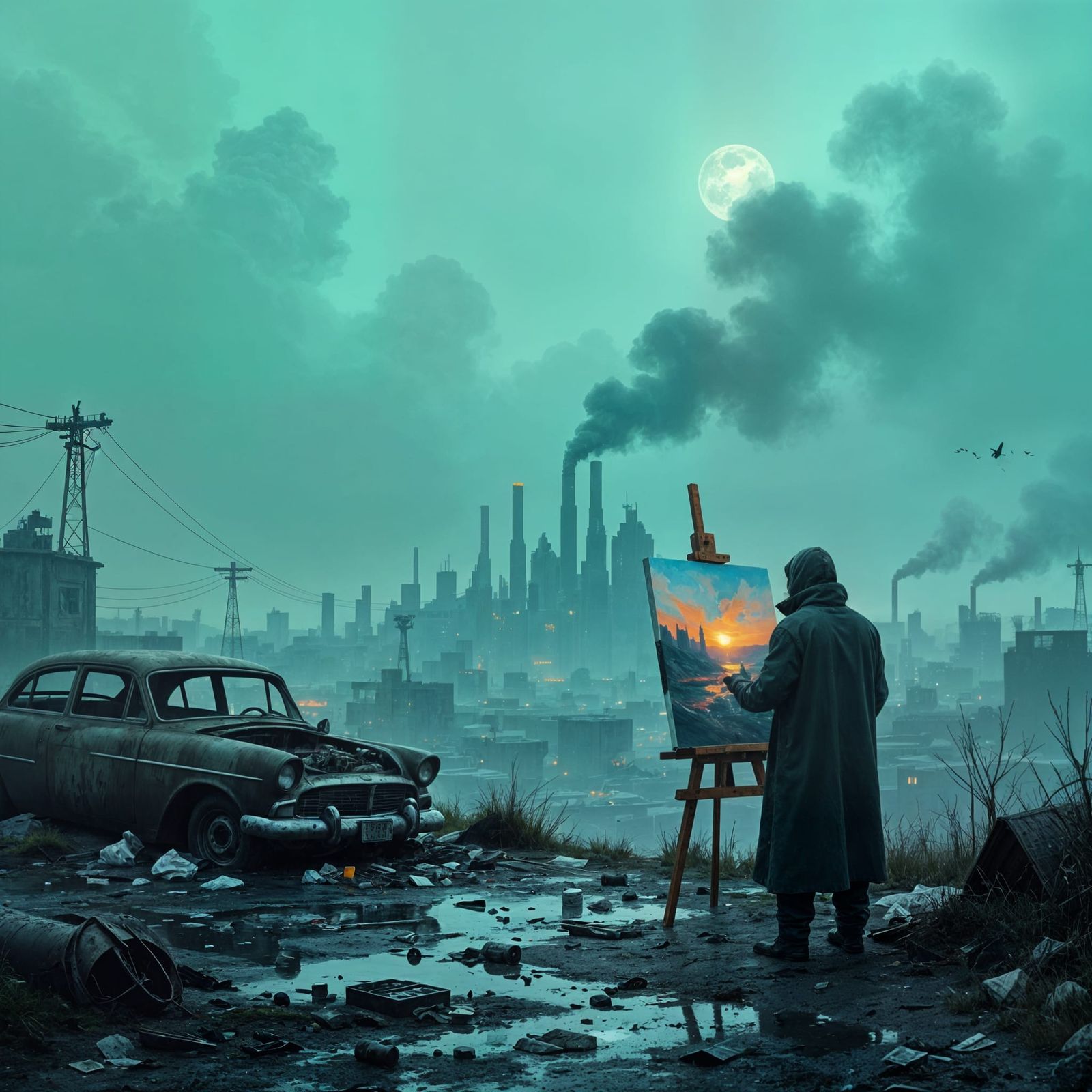 Sci-Fi Painter Creates Paradise Amidst Dystopian Pollution