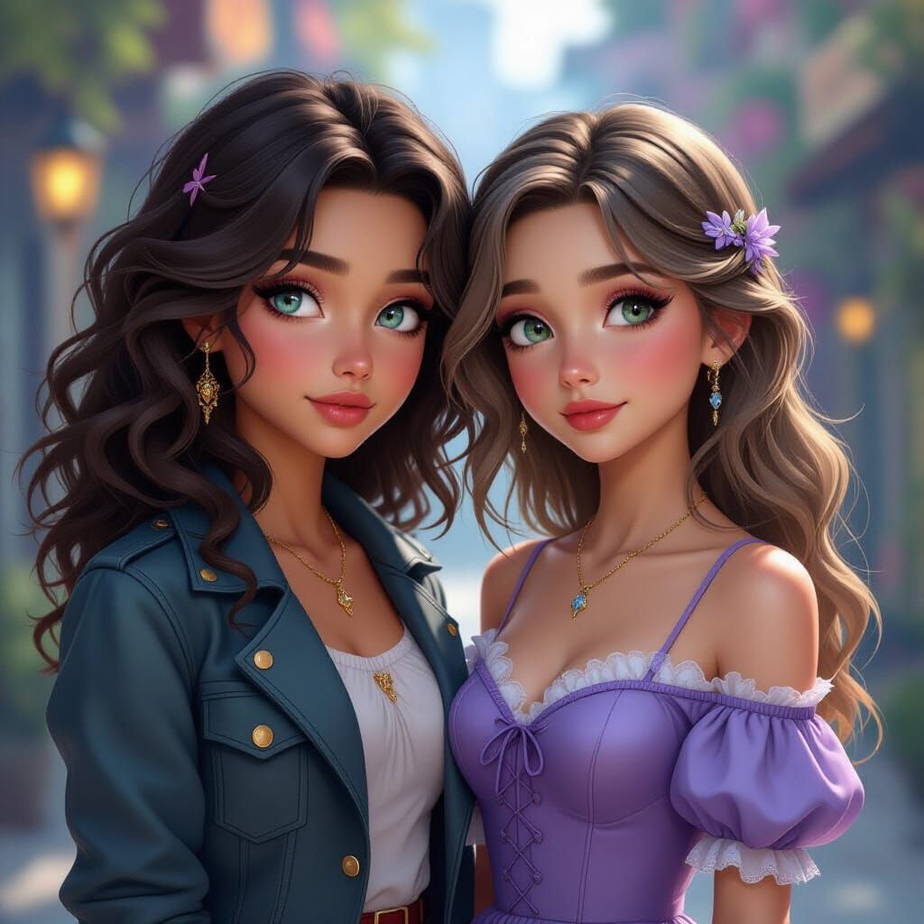 Two Teenage Girls in Love, Fantastical Concept Art