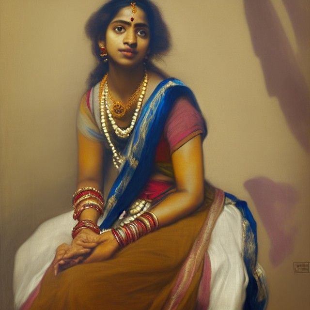 Indian Woman Portrait in Modern Art Style