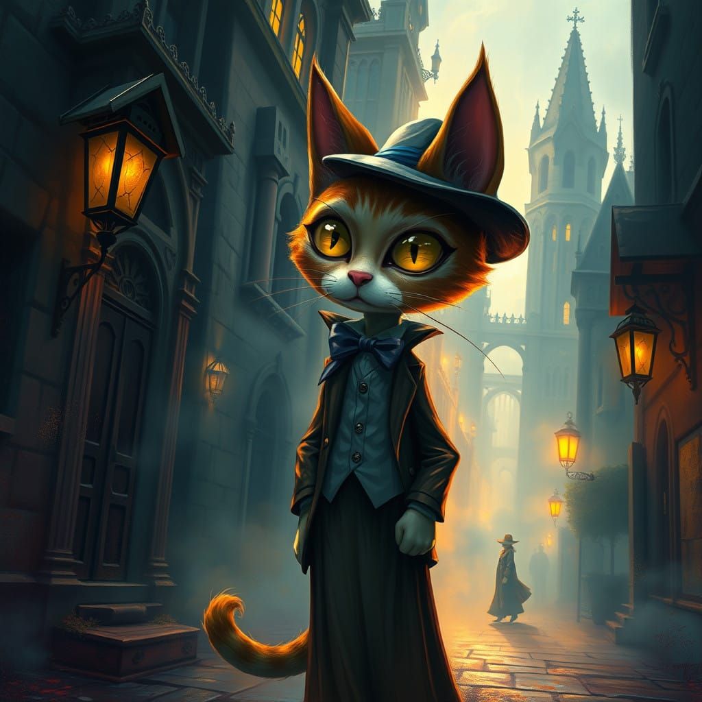 Feline Aristocrat in Gothic Dreamscape