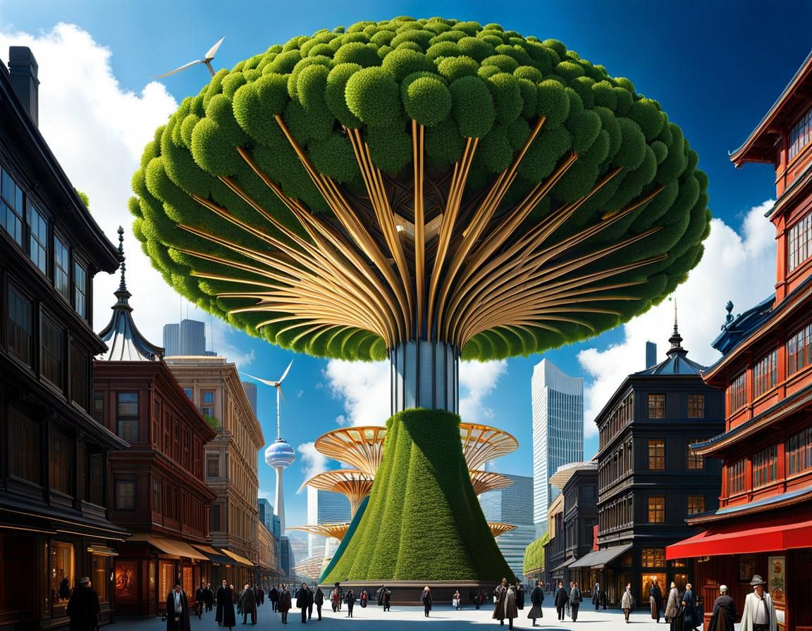 Leaf-Powered Cities: A Baroque Futurist Vision