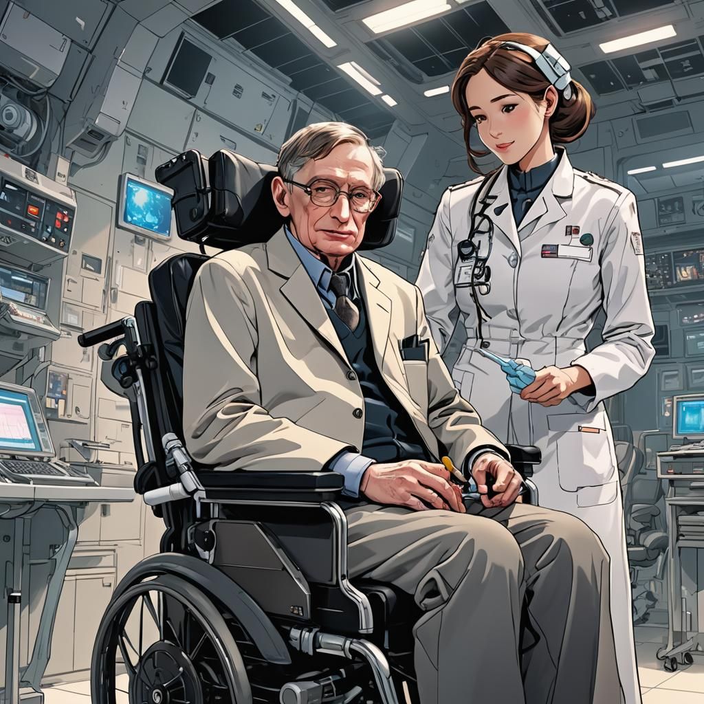 Futuristic Stephen Hawking Anime Injection Scene