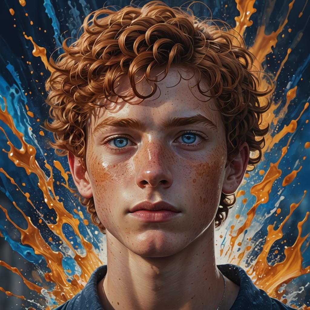 Hyperrealistic Portrait of a Boy with Curly Hair