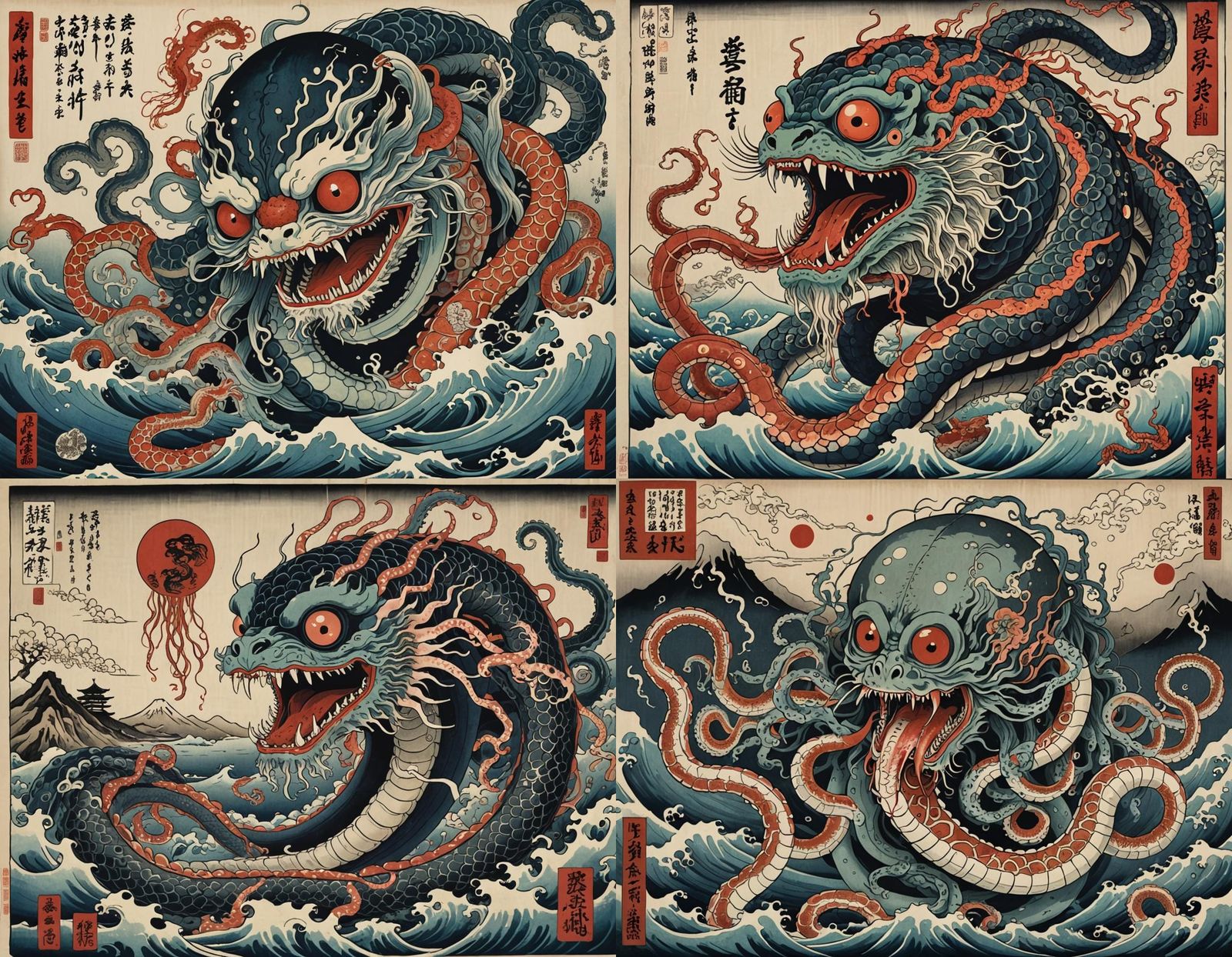 Ukiyo-e Hybrid Monster: Bizarre Mythical Abomination