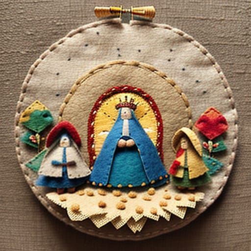 Charming Felt Nativity Scene in Folk Art Style