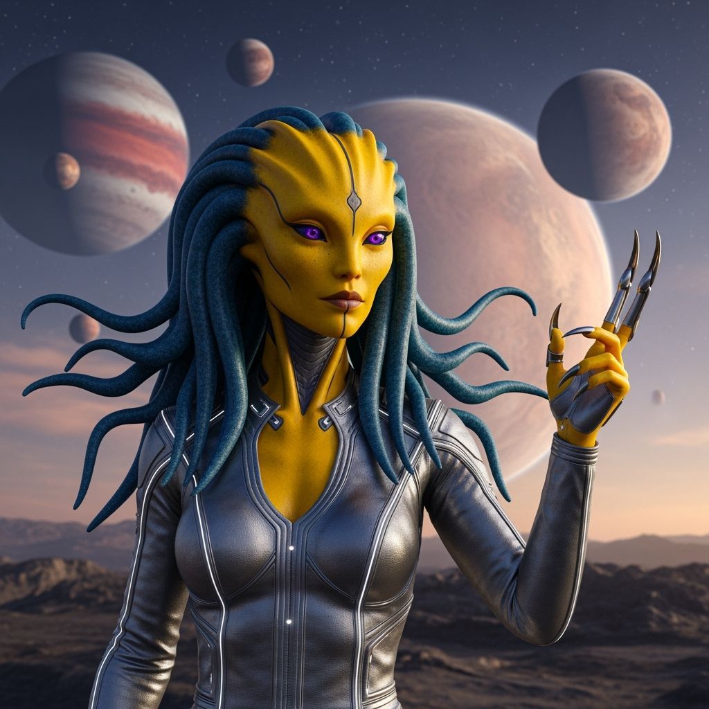 Yellow-Skinned Female Alien Humanoid Portrait